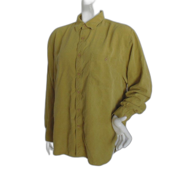 TOMMY BAHAMA Silk Shirt, L, Green, Long sleeves, Pocket, Jacquard stripes, Solid - Picture 3 of 13